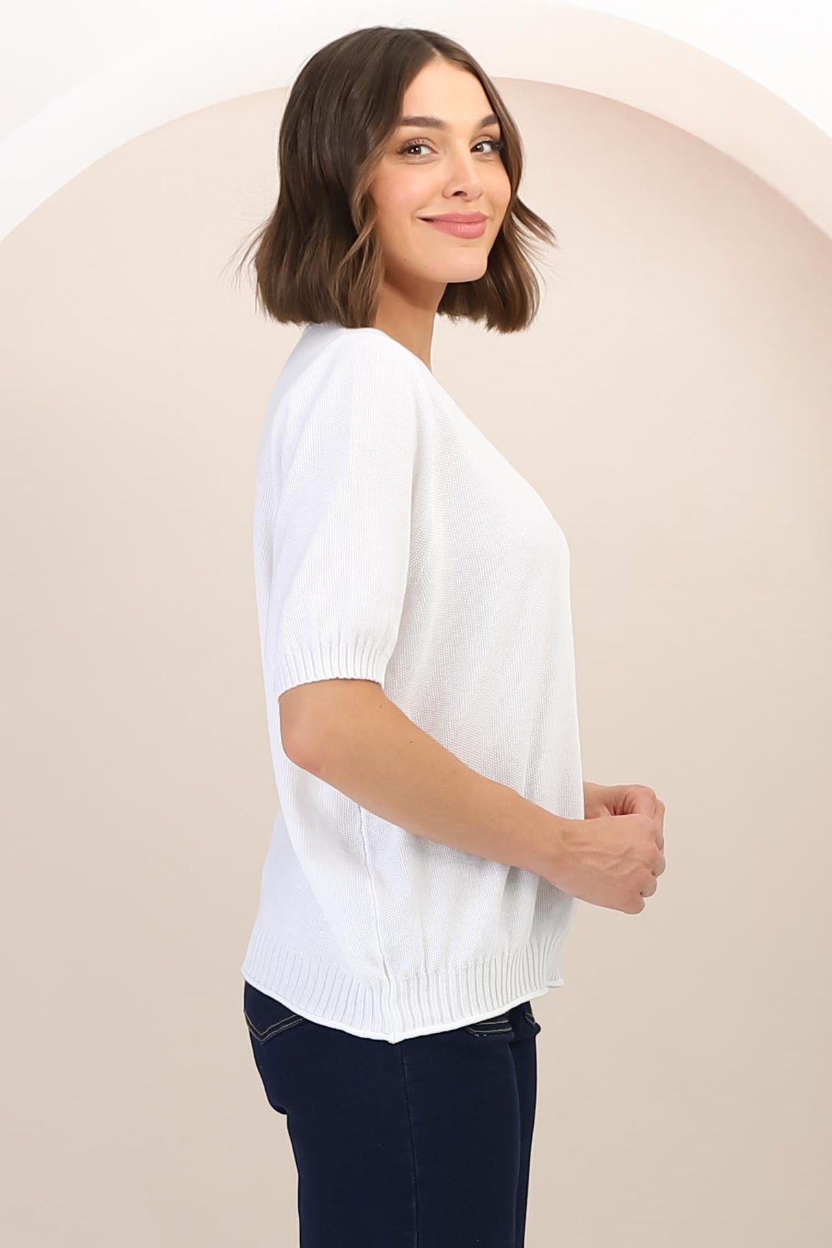 Jacinta Knit Top - Relaxed Fit Top in White