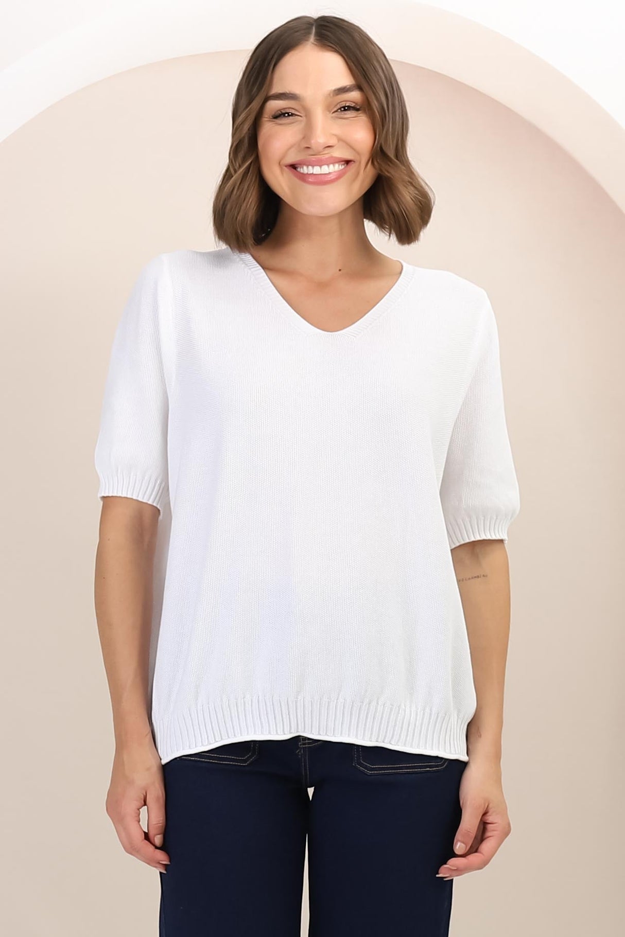 Jacinta Knit Top - Relaxed Fit Top in White