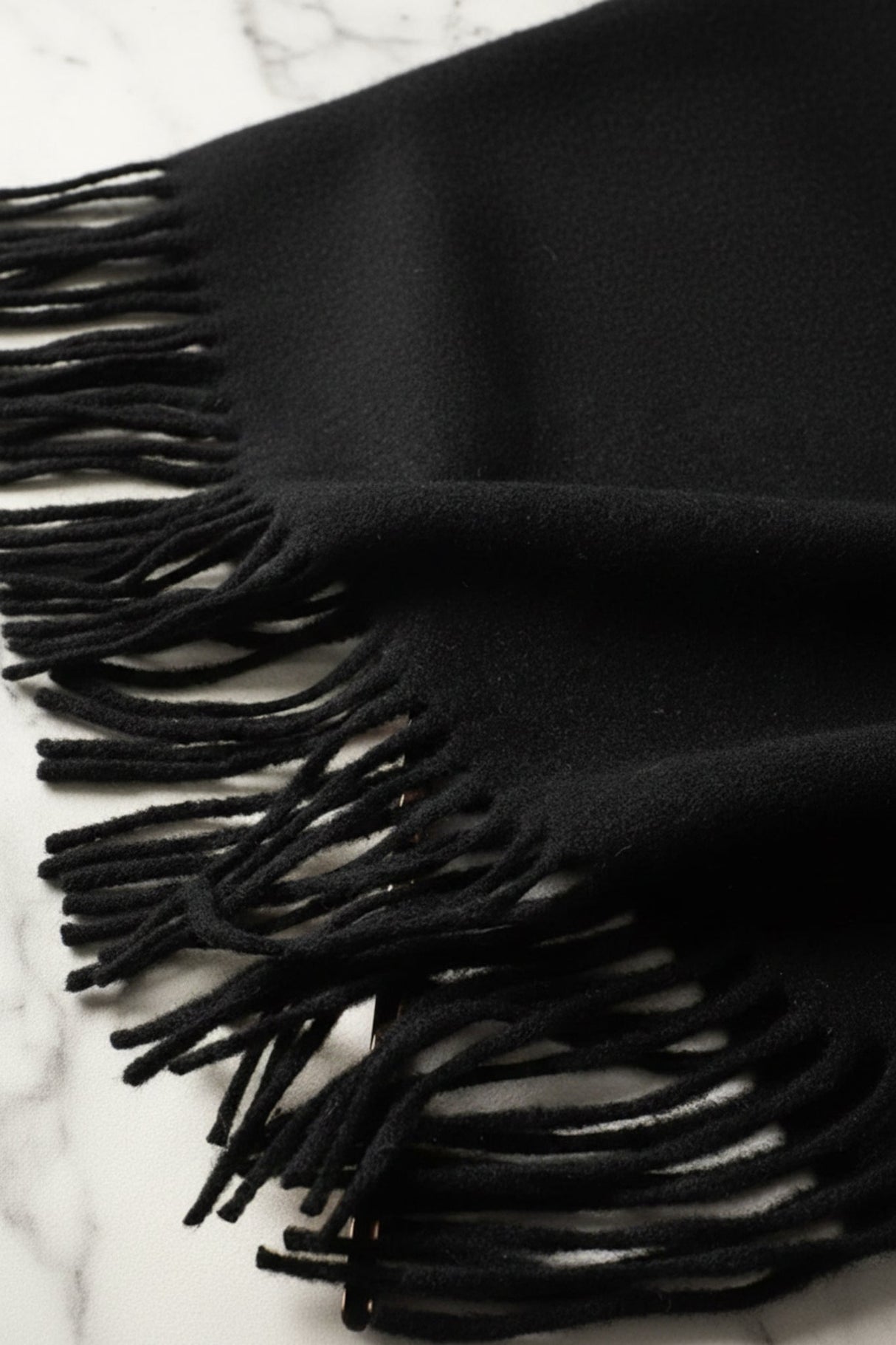Jacory Scarf - Soft Cozy Wrap Scarf with Tassel Detail in Black
