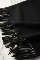 Jacory Scarf - Soft Cozy Wrap Scarf with Tassel Detail in Black