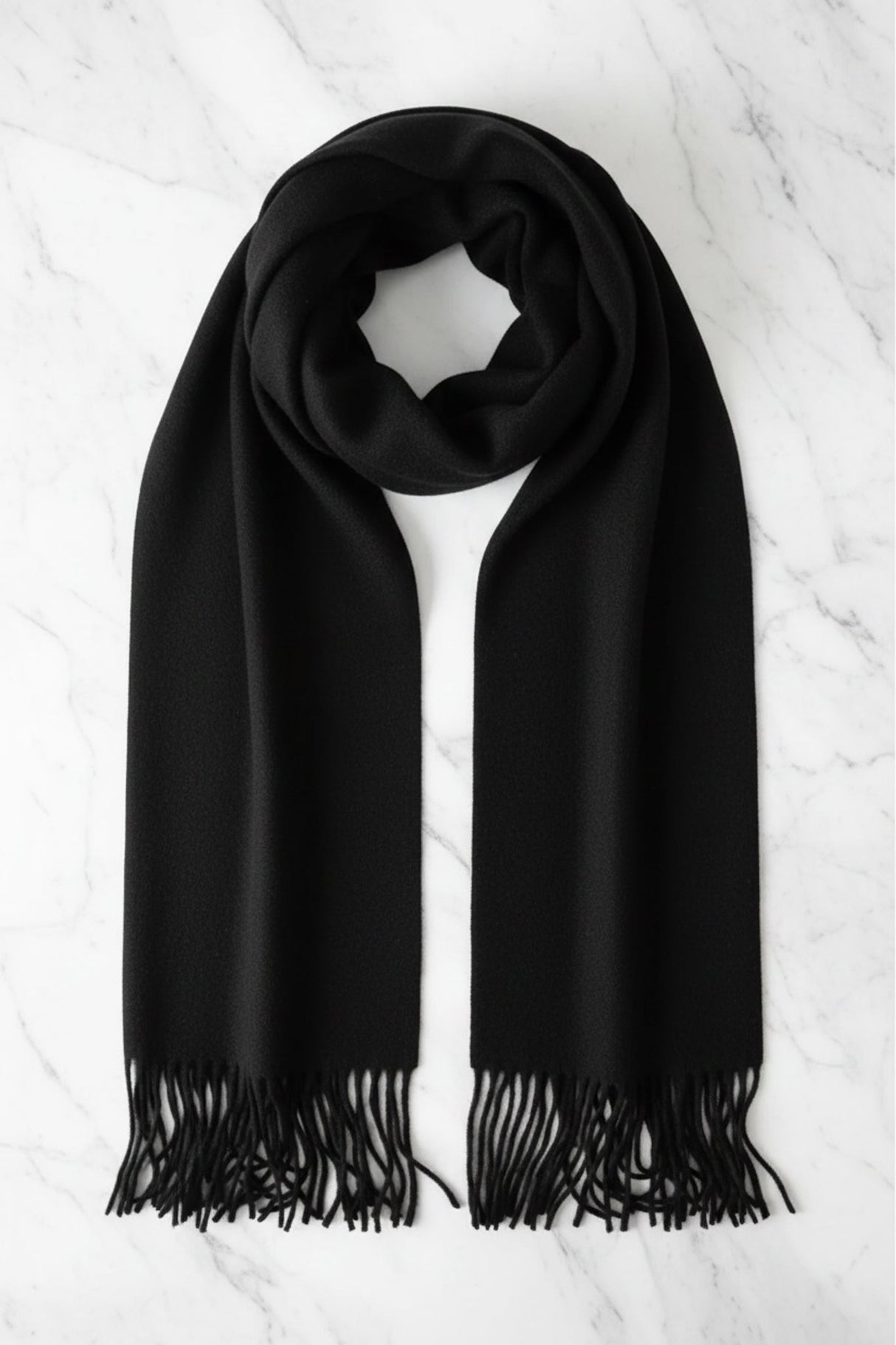 Jacory Scarf - Soft Cozy Wrap Scarf with Tassel Detail in Black