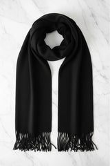Jacory Scarf - Soft Cozy Wrap Scarf with Tassel Detail in Black