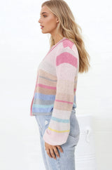 Janice Cardigan - V Neck Buttoned Cardigan in Pink