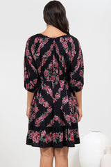 Jannis Mini Dress - Scoop Neckline Shift Dress with Belt in Love Story Print