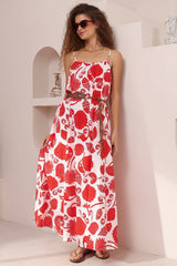 Java Maxi Dress - Adjustable Strap Scoop Neckline Sun Dress in Alexa Print