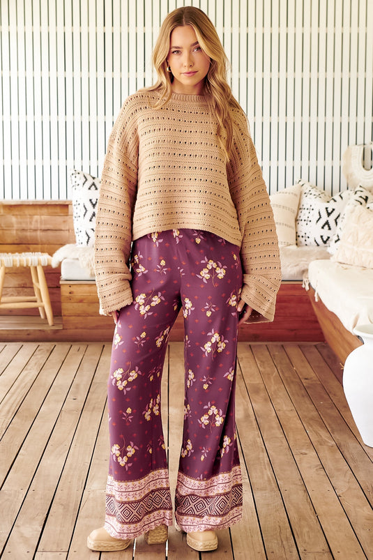 JAASE - Jax Pants: High Waisted Straight Leg Pant in Dolcetto Print