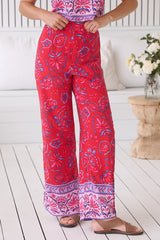 JAASE - Jax Pants: High Waisted Straight Leg Pant in Florian Print