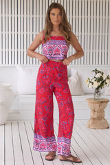 JAASE - Jax Pants: High Waisted Straight Leg Pant in Florian Print