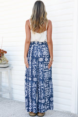 Jaxie Pants - Elasticated Paperbag Waist with Drawstring Wide Leg Pants with Pockets in Hassie Print