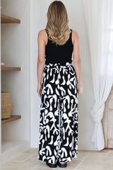 Jaxie Pants - Elasticated Paperbag Waist with Drawstring Wide Leg Pants with Pockets in Black