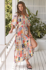 Jayde Maxi Dress - A Line Dress with Tiered Skirt in Daisy Days Print