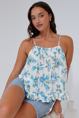 Jazzie Top  - Gathered Neckline Tie Up Straps in Dudley Print