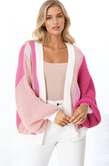 Jemina Cardigan - Vertical Striped Cardigan in Pink