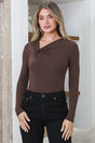 Model wearing Jessica Bodysuit in Chocolate from Salty Crush