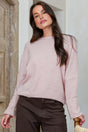 Model wearing Joanne Knit Top in Pale Pink from Salty Crush