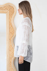 Jocelyn Blouse - Lace Button Down with Cami and Balloon Sleeves in Cream