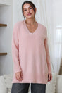 Model wearing Jonas Jumper in Baby Pink from Salty Crush