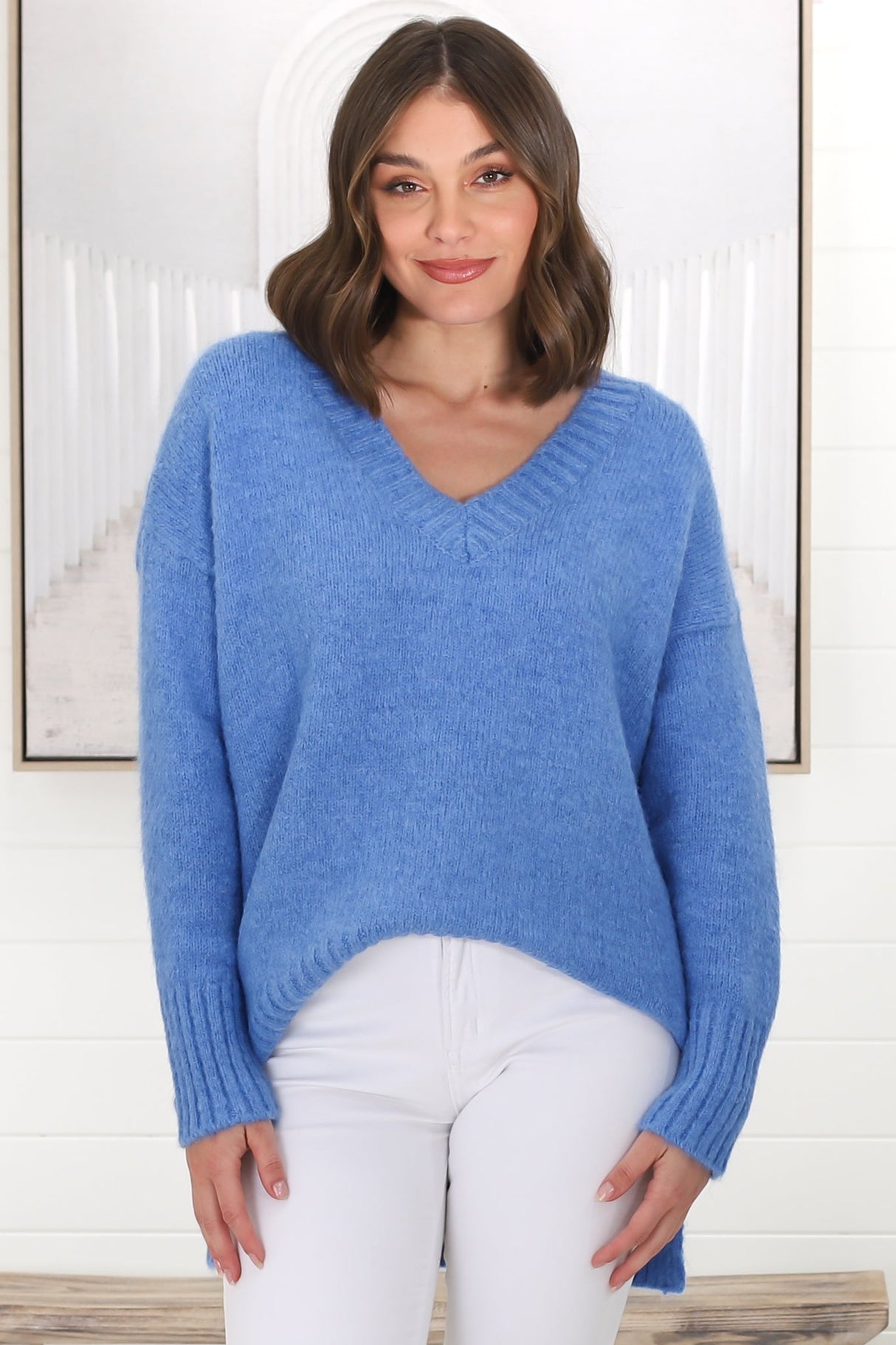 Jonas Jumper - Relaxed High-Low Jumper With Seam Splits In Blue