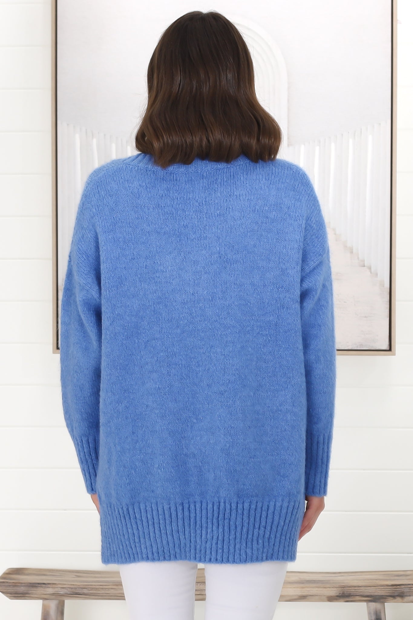 Jonas Jumper - Relaxed High-Low Jumper With Seam Splits In Blue