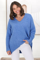 Jonas Jumper - Relaxed High-Low Jumper With Seam Splits In Blue