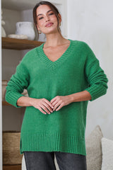 Jonas Jumper - Relaxed High-Low Jumper With Seam Splits In Green