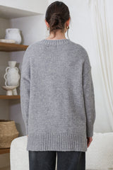 Jonas Jumper - Relaxed High-Low Jumper With Seam Splits In Grey