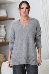 Jonas Jumper - Relaxed High-Low Jumper With Seam Splits In Grey
