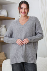 Jonas Jumper - Relaxed High-Low Jumper With Seam Splits In Grey