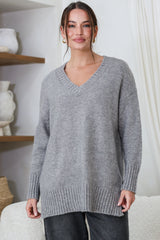 Jonas Jumper - Relaxed High-Low Jumper With Seam Splits In Grey