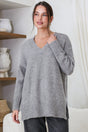 Model wearing Jonas Jumper in Grey from Salty Crush