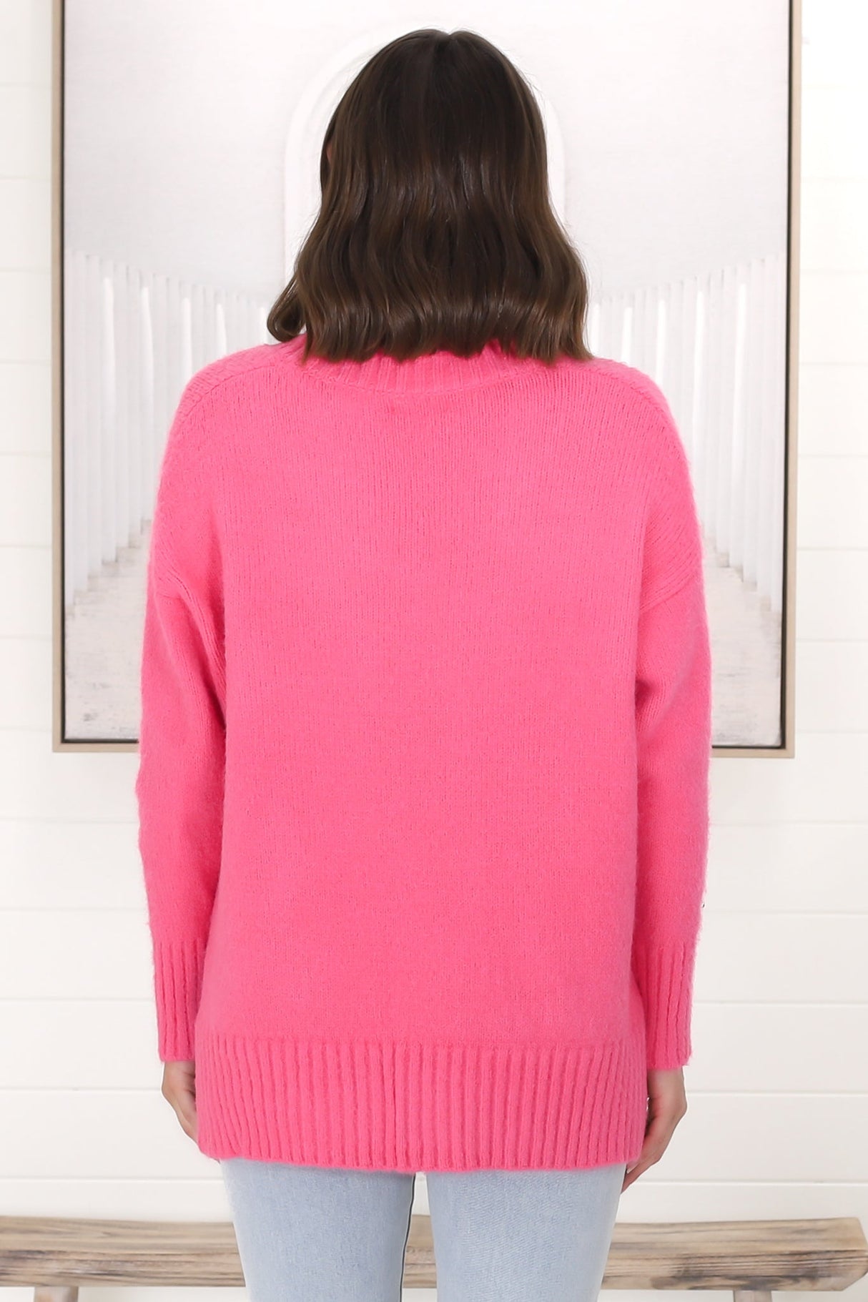 Jonas Jumper - Relaxed High-Low Jumper with Seam Splits in Pink