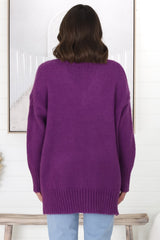 Jonas Jumper - Relaxed High-Low Jumper With Seam Splits In Purple