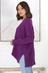 Jonas Jumper - Relaxed High-Low Jumper With Seam Splits In Purple