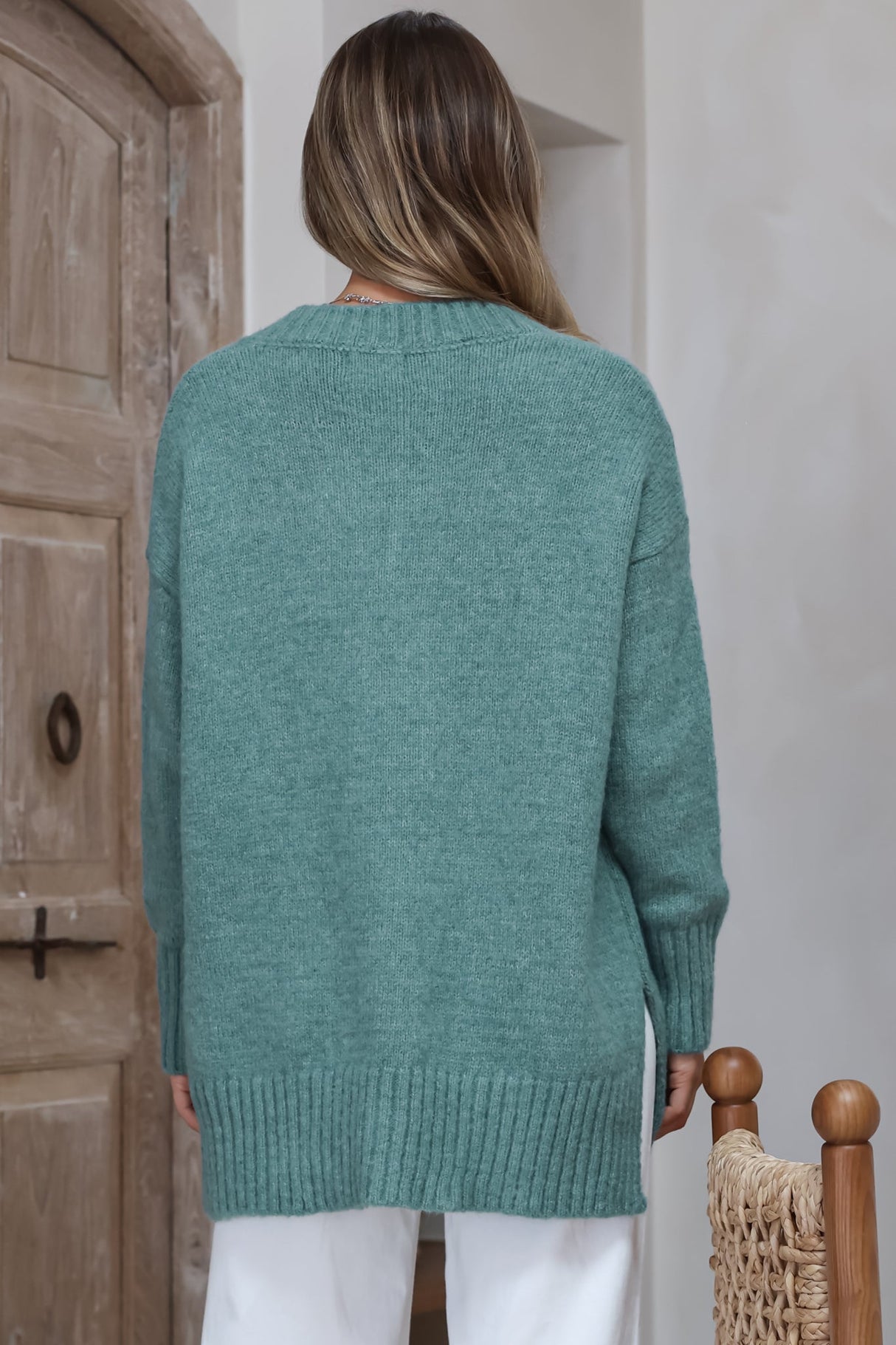Jonas Jumper - Relaxed High-Low Jumper With Seam Splits In Teal