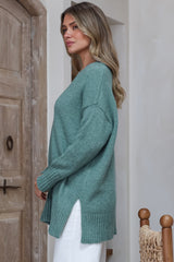 Jonas Jumper - Relaxed High-Low Jumper With Seam Splits In Teal