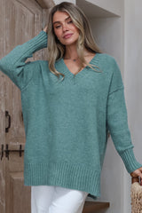 Jonas Jumper - Relaxed High-Low Jumper With Seam Splits In Teal