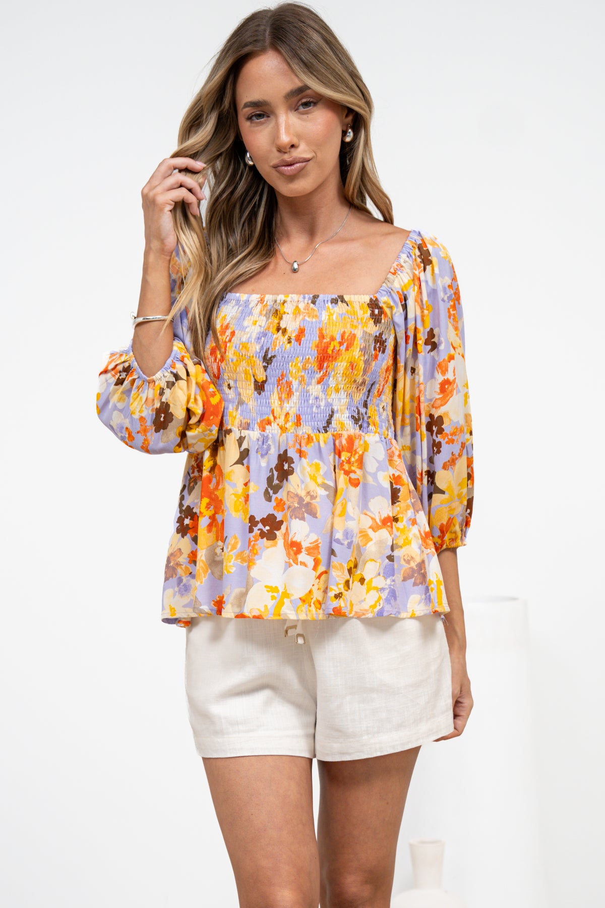 Jones Top - On or Off Shoulder Pull Over Top in Lavandine Print