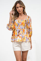 Jones Top - On or Off Shoulder Pull Over Top in Lavandine Print