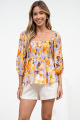 Jones Top - On or Off Shoulder Pull Over Top in Lavandine Print