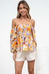 Jones Top - On or Off Shoulder Pull Over Top in Lavandine Print