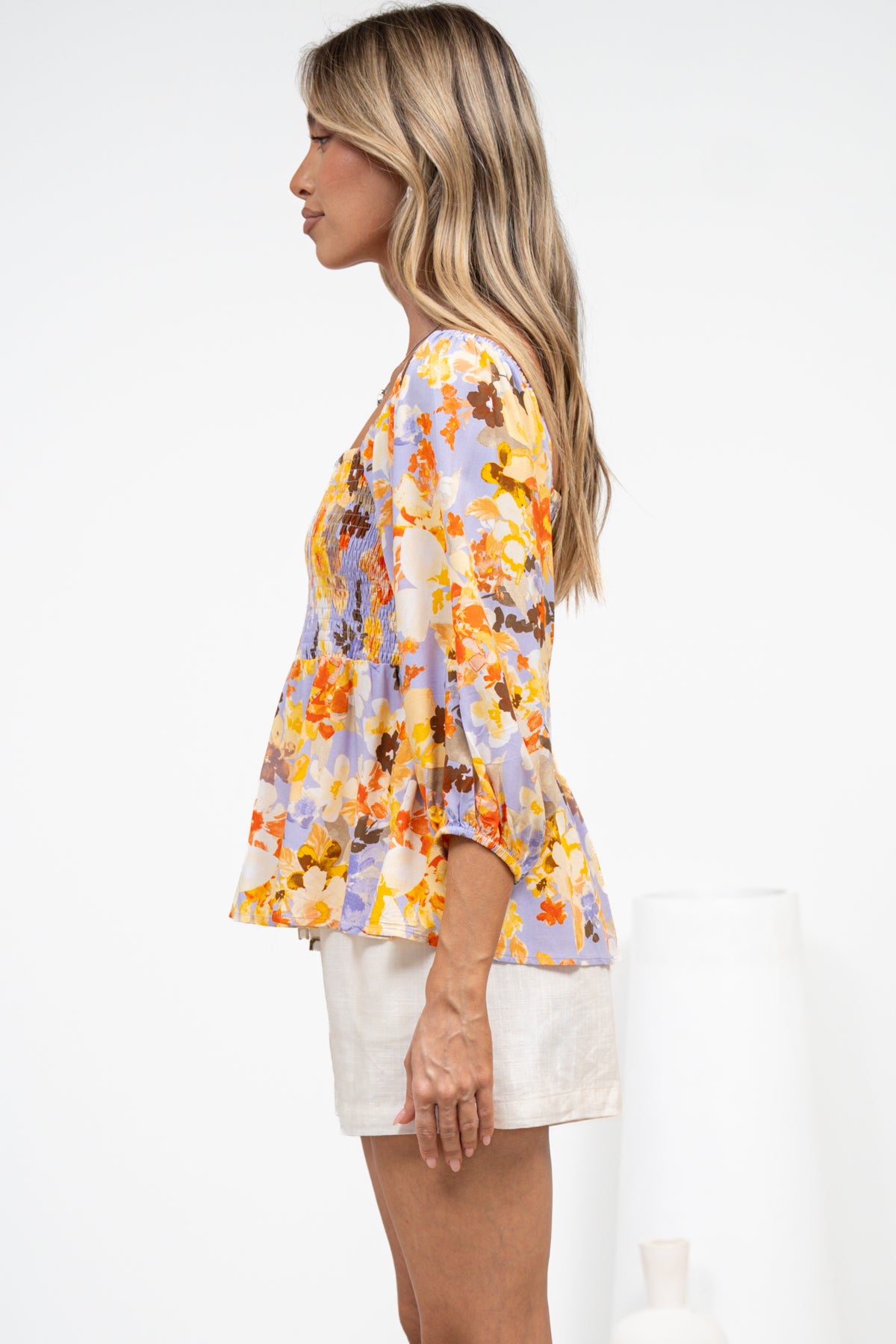 Jones Top - On or Off Shoulder Pull Over Top in Lavandine Print