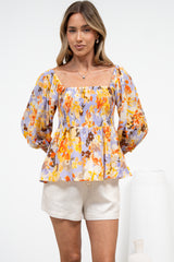 Jones Top - On or Off Shoulder Pull Over Top in Lavandine Print