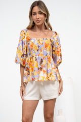 Jones Top - On or Off Shoulder Pull Over Top in Lavandine Print