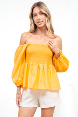 Jones Top - On or Off Shoulder Pull Over Top in Yellow