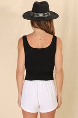 Josi Top - Scoop Neckline Double Layered Stretchy Singlet in Black