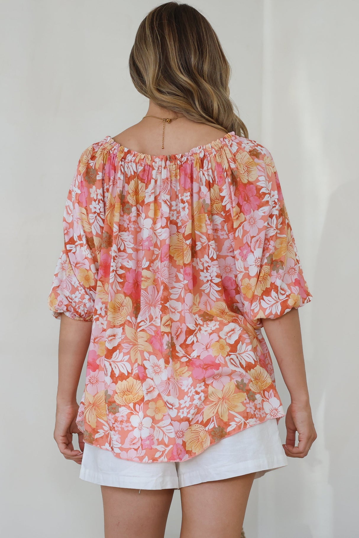 Journee Top - On or Off Shoulder Button Down in Tammi Print