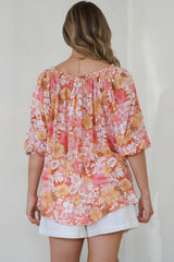 Journee Top - On or Off Shoulder Button Down in Tammi Print