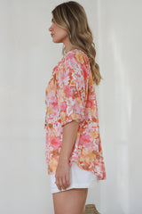 Journee Top - On or Off Shoulder Button Down in Tammi Print