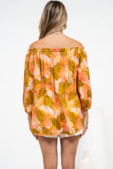 Journee Top - On or Off Shoulder Button Down in Tropica Print