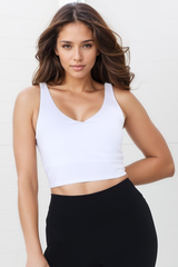 Axel Sports Crop - Waist Length In-Built Support Sports Top in White